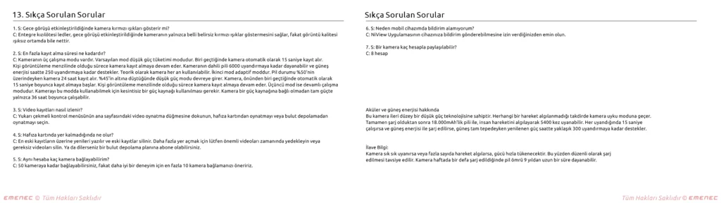Tüm Hollon Solidlar & ENNEC'ten solda 13 ila 15 ve sağda 15 ila 16 arasında numaralandırılmış iki sütun soru ve cevap içeren Türkçe bir SSS bölümü.