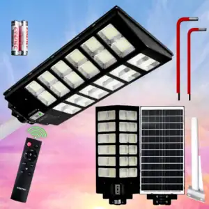 ESA-1500 solar sokak lambası, 960 LED, 40W MONO panel ve IP65 koruma sınıfı. Güneş paneli ve uzaktan kumanda dahil.